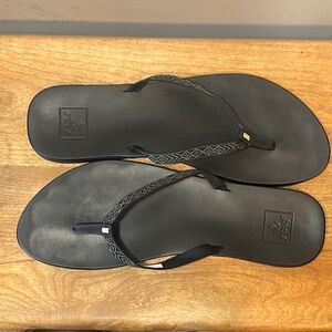 Reef Black Flip Flops with Gold Detail